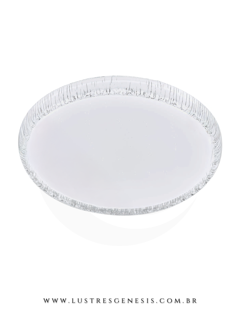 Plafon LED Redondo 50cm Branco e Acr&iacute;lico Cristal 45+45W Bivolt